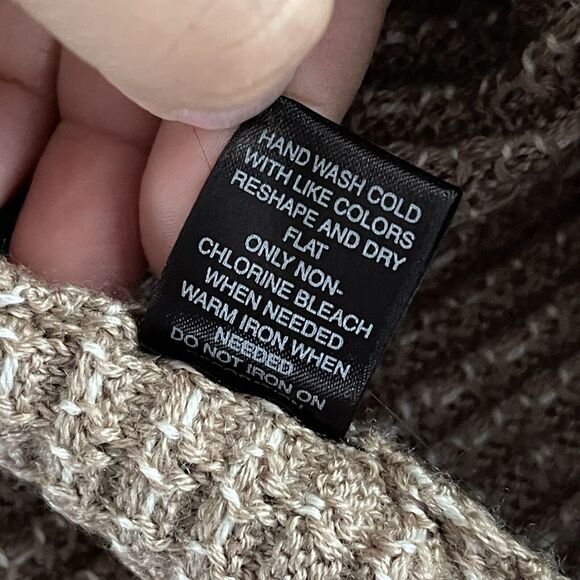 Alex Marie Brown Cardigan L Wool Sweater Flower Button White Grid Long Sleeve - Picture 9 of 12